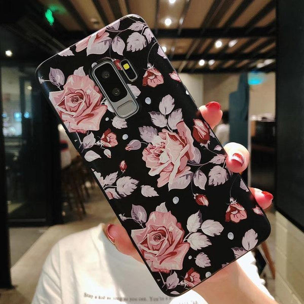 Planet Gates USLION Flower Phone Case For Samsung Galaxy S9 S8 Plus Matte Rose Floral Leaves Back Cover For Samsung Note 9 Soft TPU Cases