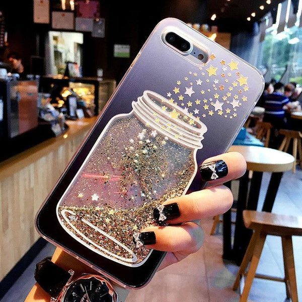 Planet Gates USLION Flowing Quicksand Case For iPhone 7 Plus XR XS Max X 8 7 6 6s Plus Cute Bear Dolphin Bling Powder Phone Cases Clear Cover