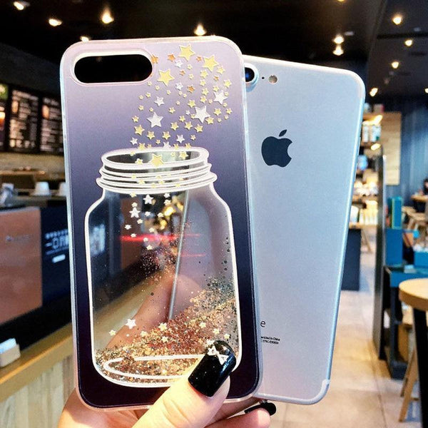 Planet Gates USLION Flowing Quicksand Case For iPhone 7 Plus XR XS Max X 8 7 6 6s Plus Cute Bear Dolphin Bling Powder Phone Cases Clear Cover