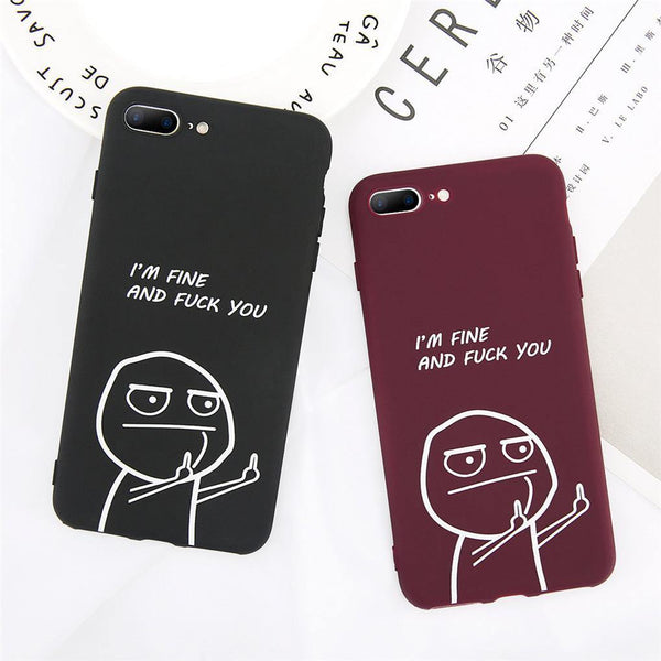 Planet Gates USLION Funny Letter Phone Case For iPhone 8 7 Plus X XS Max XR Middle Finger Emoji TPU Silicone Cover For iPhone 6 6s Plus Cases