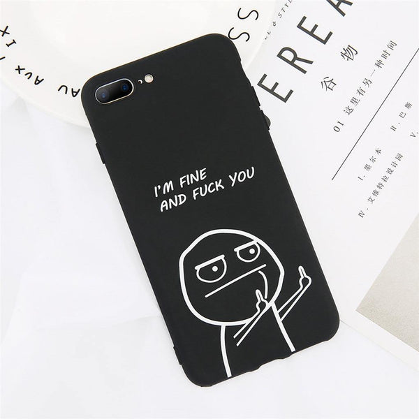 Planet Gates USLION Funny Letter Phone Case For iPhone 8 7 Plus X XS Max XR Middle Finger Emoji TPU Silicone Cover For iPhone 6 6s Plus Cases