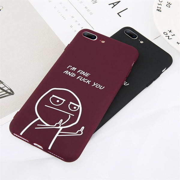 Planet Gates USLION Funny Letter Phone Case For iPhone 8 7 Plus X XS Max XR Middle Finger Emoji TPU Silicone Cover For iPhone 6 6s Plus Cases