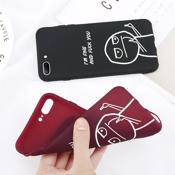 Planet Gates USLION Funny Letter Phone Case For iPhone 8 7 Plus X XS Max XR Middle Finger Emoji TPU Silicone Cover For iPhone 6 6s Plus Cases