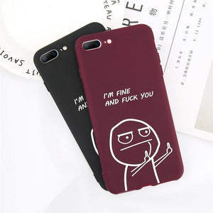 Planet Gates USLION Funny Letter Phone Case For iPhone 8 7 Plus X XS Max XR Middle Finger Emoji TPU Silicone Cover For iPhone 6 6s Plus Cases