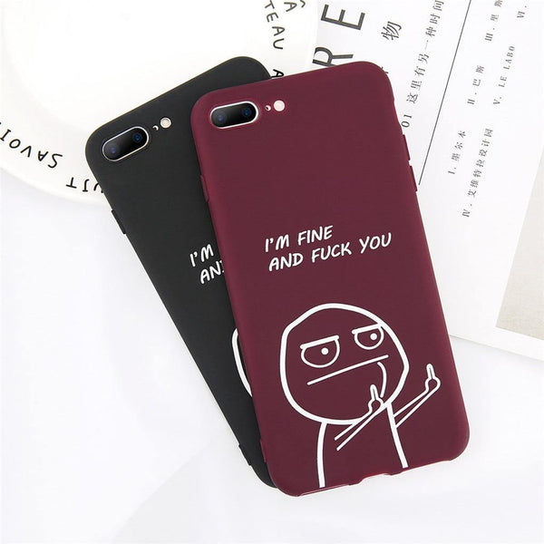 Planet Gates USLION Funny Letter Phone Case For iPhone 8 7 Plus X XS Max XR Middle Finger Emoji TPU Silicone Cover For iPhone 6 6s Plus Cases