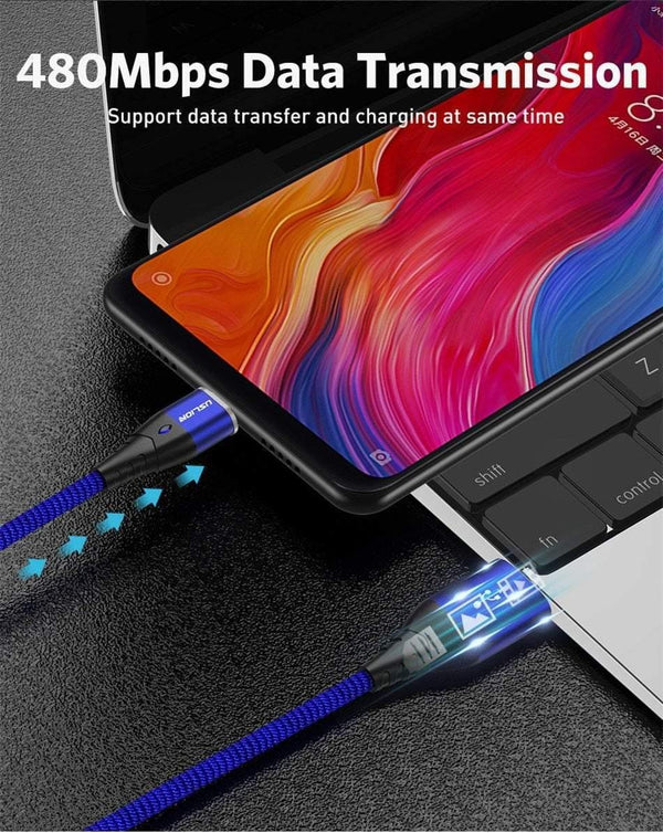 Planet Gates USLION LED Magnetic USB Cable Fast Micro USB Type-C Magnet Charger usb c Data Cable for Samsung Xiaomi Mobile Phone Charge Cable