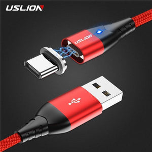 Planet Gates USLION LED Magnetic USB Cable Fast Micro USB Type-C Magnet Charger usb c Data Cable for Samsung Xiaomi Mobile Phone Charge Cable