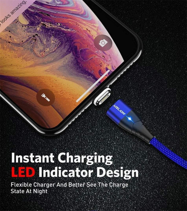 Planet Gates USLION LED Magnetic USB Cable Fast Micro USB Type-C Magnet Charger usb c Data Cable for Samsung Xiaomi Mobile Phone Charge Cable