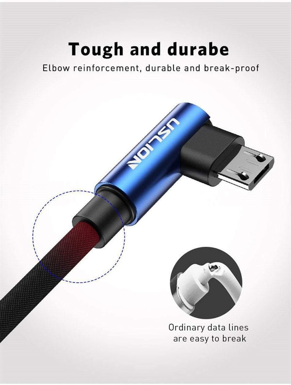 Planet Gates USLION Micro USB Cable 2A Fast Charger 90 Degree Microusb Data Cable for Samsung Xiaomi LG Tablet Mobile Phone USB Charging Cord
