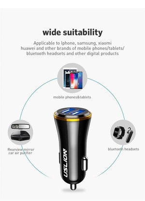 Planet Gates USLION Mini Dual USB Car Charger for Phone 2 Port USB Fast Car-Charger for iPhone 7 XR XS MAX Car Phone Charger Adapter in Car