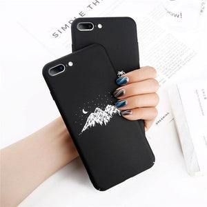 Planet Gates USLION Phone Case For iPhone X Matte Full Cover For iPhone 7 8 6 6s Plus Mountain Stars Moon Pattern Hard PC Back Cases Coque