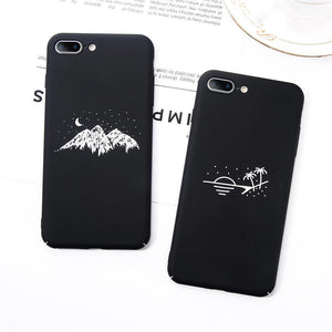 Planet Gates USLION Phone Case For iPhone X Matte Full Cover For iPhone 7 8 6 6s Plus Mountain Stars Moon Pattern Hard PC Back Cases Coque