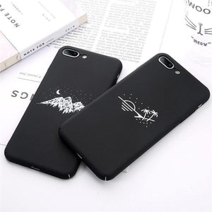 Planet Gates USLION Phone Case For iPhone X Matte Full Cover For iPhone 7 8 6 6s Plus Mountain Stars Moon Pattern Hard PC Back Cases Coque