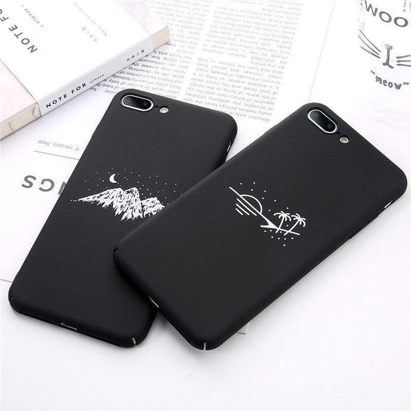 Planet Gates USLION Phone Case For iPhone X Matte Full Cover For iPhone 7 8 6 6s Plus Mountain Stars Moon Pattern Hard PC Back Cases Coque
