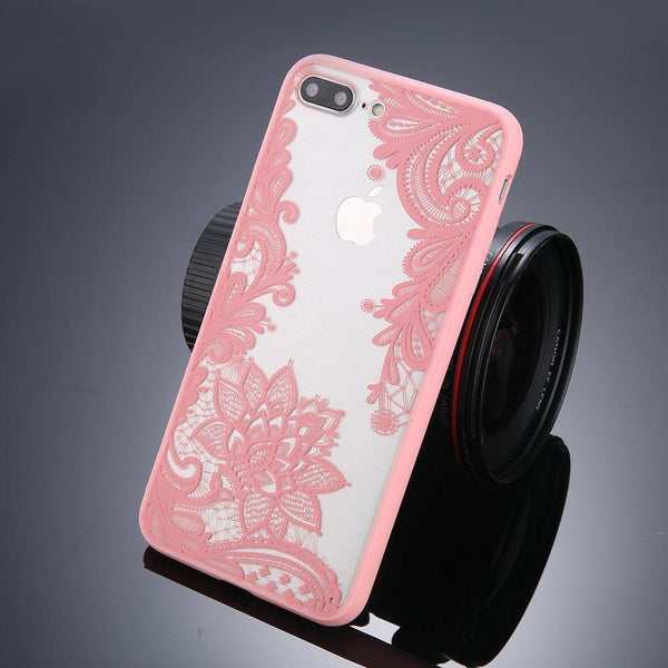 Planet Gates USLION Phone Case For iPhone X XS Max XR Mandala Lace Flower Cases For iPhone 6 6s 7 8 Plus Transparent Clear Hard PC Back Cover