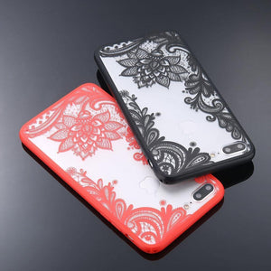 Planet Gates USLION Phone Case For iPhone X XS Max XR Mandala Lace Flower Cases For iPhone 6 6s 7 8 Plus Transparent Clear Hard PC Back Cover