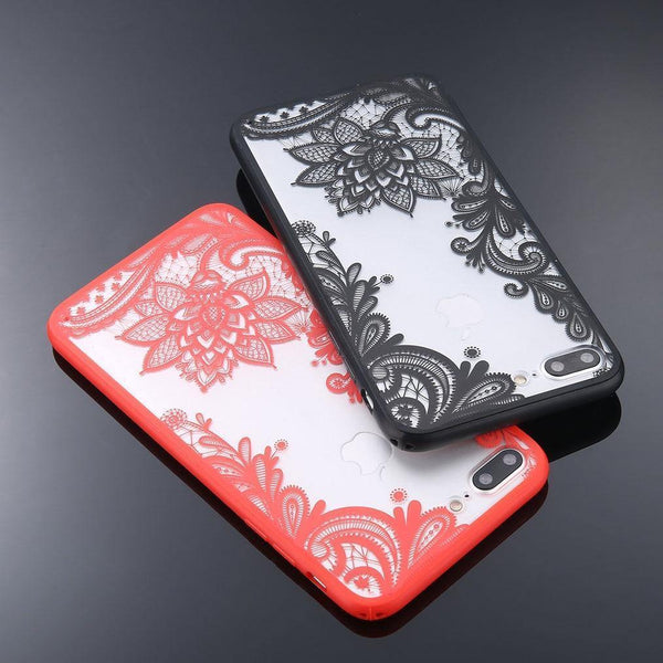 Planet Gates USLION Phone Case For iPhone X XS Max XR Mandala Lace Flower Cases For iPhone 6 6s 7 8 Plus Transparent Clear Hard PC Back Cover