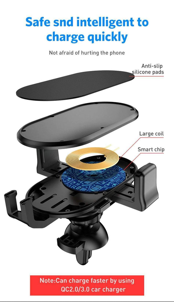 Planet Gates USLION Qi Car Wireless Charger For iPhone XR XS MAX X 8 7 Samsung Xiaomi Huawei Fast Wireless Charging Mount Car Phone Holder