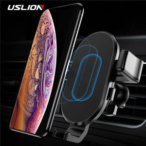 Planet Gates USLION Qi Car Wireless Charger For iPhone XR XS MAX X 8 7 Samsung Xiaomi Huawei Fast Wireless Charging Mount Car Phone Holder