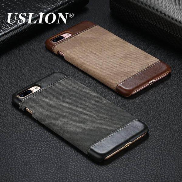 Planet Gates USLION Retro Style Cloth Skin Leather + PC Phone Cases for iphone 5 5s SE 6 6s 7 8 X Plus Back Cover Case Coque For iphone7 Plus
