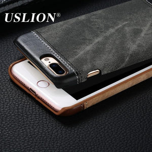 Planet Gates USLION Retro Style Cloth Skin Leather + PC Phone Cases for iphone 5 5s SE 6 6s 7 8 X Plus Back Cover Case Coque For iphone7 Plus