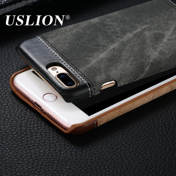 Planet Gates USLION Retro Style Cloth Skin Leather + PC Phone Cases for iphone 5 5s SE 6 6s 7 8 X Plus Back Cover Case Coque For iphone7 Plus