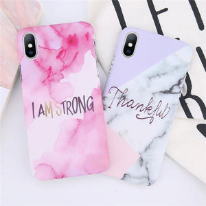 Planet Gates USLION Ultra Thin Matte PC Case For iPhone 8 7 Plus Marble Stone Cover For iPhone XS Max XR X 6 6S Plus Letter Hard Phone Cases