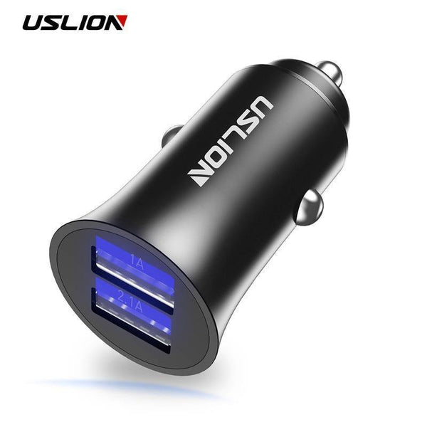 Planet Gates USLION USB Car Charger For iPhone 7 8 XS MAX XR Mini Dual USB Fast Car Charging Mobile Phone Charger Adapter for Samsung Xiaomi