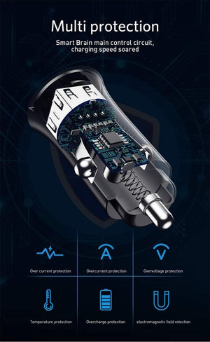 Planet Gates USLION USB Car Charger For iPhone 7 8 XS MAX XR Mini Dual USB Fast Car Charging Mobile Phone Charger Adapter for Samsung Xiaomi