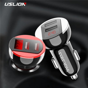 Planet Gates USLION USB Car Charger For Mobile Phone Tablet GPS 3.1A LED Display Quick Charging Dual USB Car Phone Charger Adapter in Car