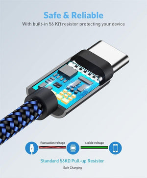 Planet Gates USLION USB Type C Cable for Samsung Galaxy S9 S8 Huawei Oneplus 6 Fast Charging USB C Cable Data Sync Type-C Phone Charger Cable
