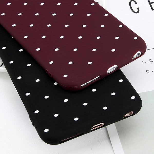 Planet Gates USLION Wine Red Ploka Dots Phone Case For iPhone 6 6s Plus XS Max Wave Point Cover Soft TPU Case For iPhone XR X 8 7 Plus 5 S SE