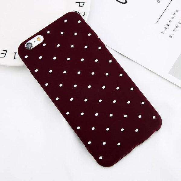 Planet Gates USLION Wine Red Ploka Dots Phone Case For iPhone 6 6s Plus XS Max Wave Point Cover Soft TPU Case For iPhone XR X 8 7 Plus 5 S SE