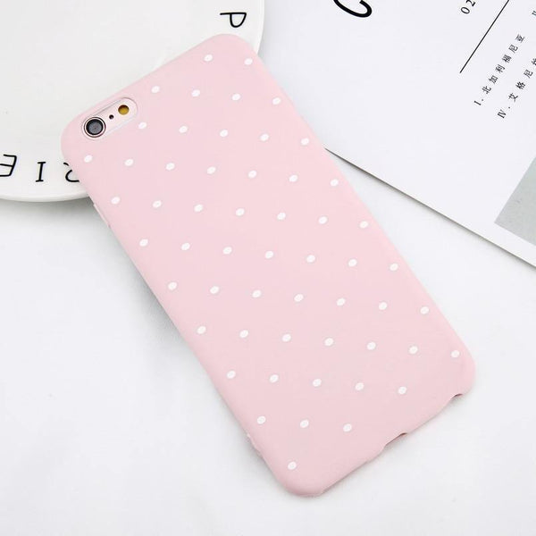Planet Gates USLION Wine Red Ploka Dots Phone Case For iPhone 6 6s Plus XS Max Wave Point Cover Soft TPU Case For iPhone XR X 8 7 Plus 5 S SE