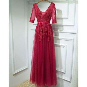 Planet Gates V-neck Evening Dress Robe De Soiree 2018 High Quality Grey Tulle With Applique Evening Dresses Real Photo Vestido De Festa