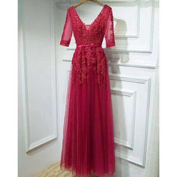 Planet Gates V-neck Evening Dress Robe De Soiree 2018 High Quality Grey Tulle With Applique Evening Dresses Real Photo Vestido De Festa