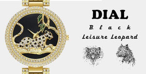 Planet Gates V278-1 Women Luxury Brand Style  Fashion Black Leopard Gold Watch Diamond Womens Watches Top Brand Female Wrist Watch