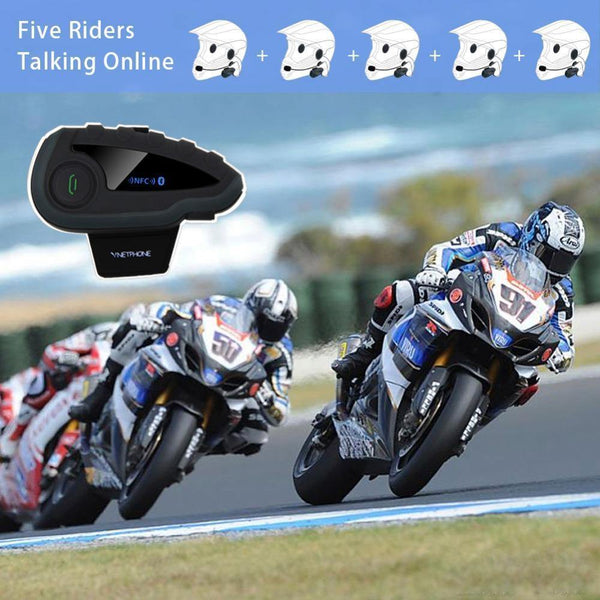 Planet Gates V8 Intercom 5-Way Bluetooth Motorcycle Equipment Helmet Headset FM Stereo MP3 NFC Remote Control Support Smart Phone
