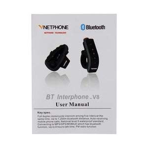 Planet Gates V8 Intercom 5-Way Bluetooth Motorcycle Equipment Helmet Headset FM Stereo MP3 NFC Remote Control Support Smart Phone
