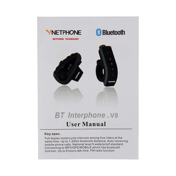 Planet Gates V8 Intercom 5-Way Bluetooth Motorcycle Equipment Helmet Headset FM Stereo MP3 NFC Remote Control Support Smart Phone