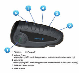 Planet Gates V8 Intercom 5-Way Bluetooth Motorcycle Equipment Helmet Headset FM Stereo MP3 NFC Remote Control Support Smart Phone