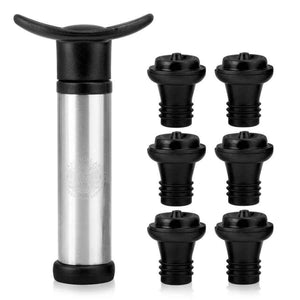Planet Gates Vacuum Wine Saver Pump Wine Preserver + 6 Vacuum Bottle Stoppers Top Grade Wine Accessories Bar Tools + 10pcs WINE DISK Pourer