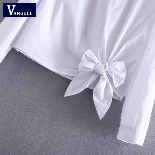 Planet Gates Vangull Women cotton embroidery white blouse O- neck bow back flowers embroidered shirt 2018 Summer Casual Shirts female tops
