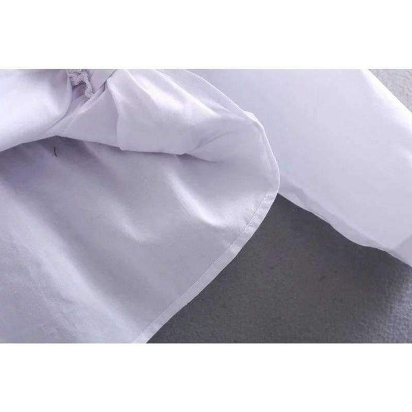 Planet Gates Vangull Women cotton embroidery white blouse O- neck bow back flowers embroidered shirt 2018 Summer Casual Shirts female tops