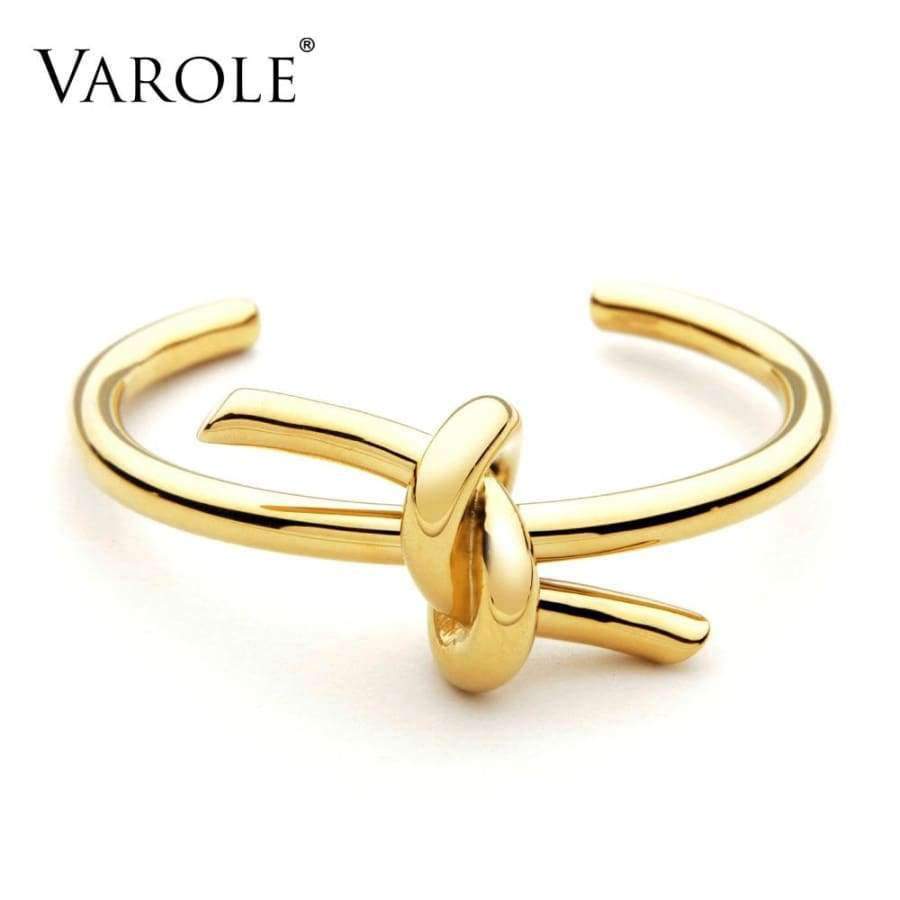 Planet Gates VAROLE New Knotted Rope Summer Cuff Bangle Gold Color Stainless Steel Bracelets & Bangles for Women Manchette Pulseras Masculina