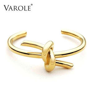 Planet Gates VAROLE New Knotted Rope Summer Cuff Bangle Gold Color Stainless Steel Bracelets & Bangles for Women Manchette Pulseras Masculina