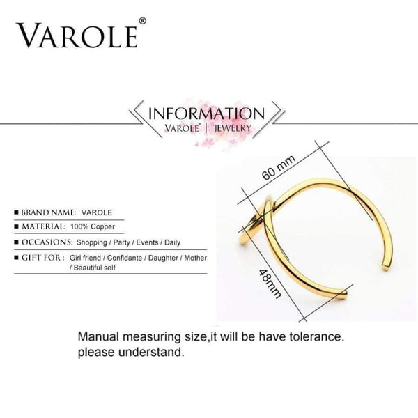 Planet Gates VAROLE Simple Lines Exaggerated Bracelets & Bangles for Women Cuff Bangle Gold/Silver Colors Noeud Armband Pulseiras
