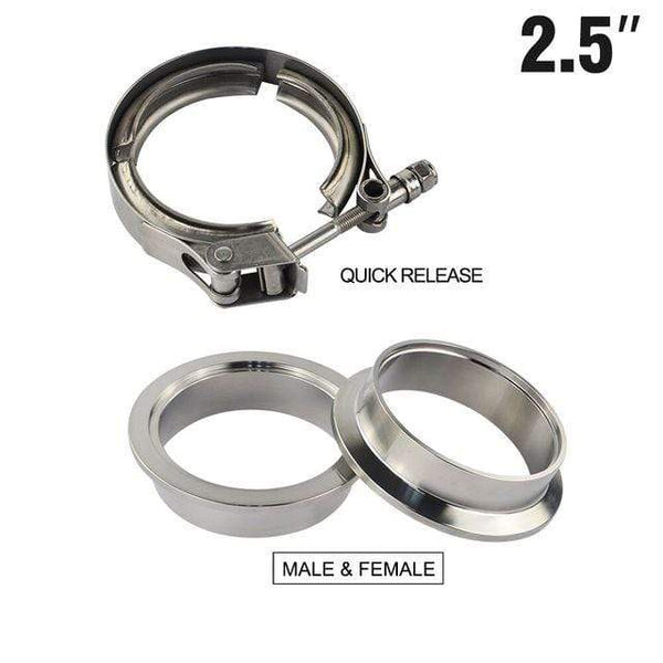 Planet Gates VCQ25 VFM25 VR - 2.5" SUS 304 Steel Stainless Exhaust V Band Clamp Flange Kit QUICK RELEASE CLAMP Male Female FLANGE OR NORMAL TYPE
