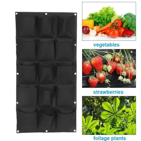Planet Gates Vegetable Plant Wall Hanging Garden Vertical Gardening 7/12/15/18 Pockets Black Felt Fabric Grow Bag Pots Garden Supplies