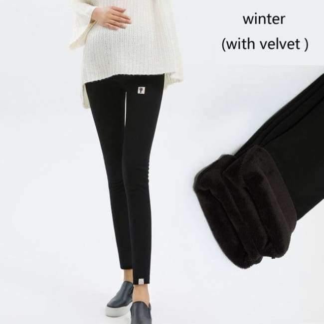 Planet Gates 4XL Winter Velvet Pants For Pregnant Women Maternity Leggings Warm Clothes Thickening Pregnancy Trousers Maternity Clothing